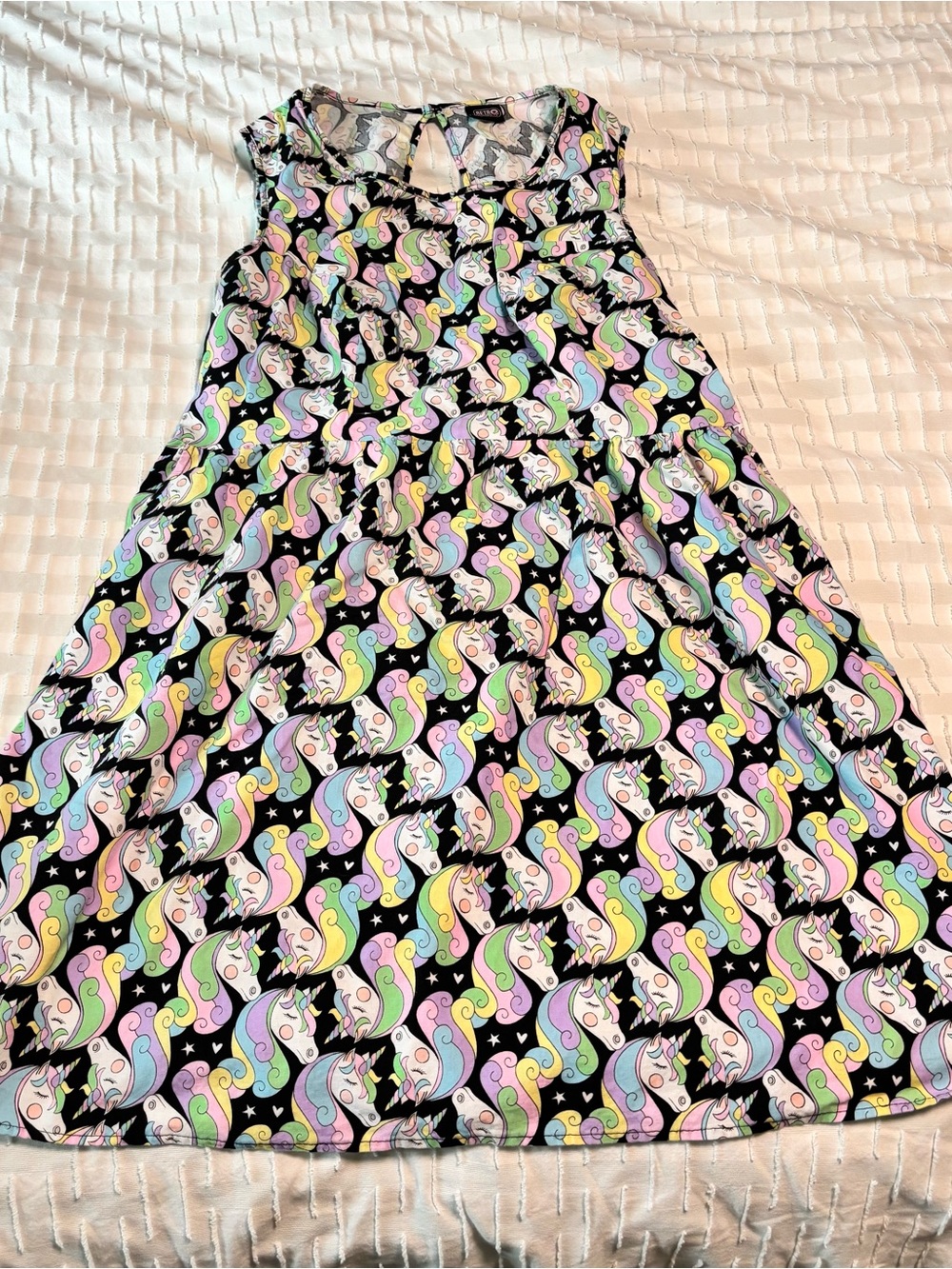 Retrolicious Black A-Line Skirt with Pastel Unicorns and pockets